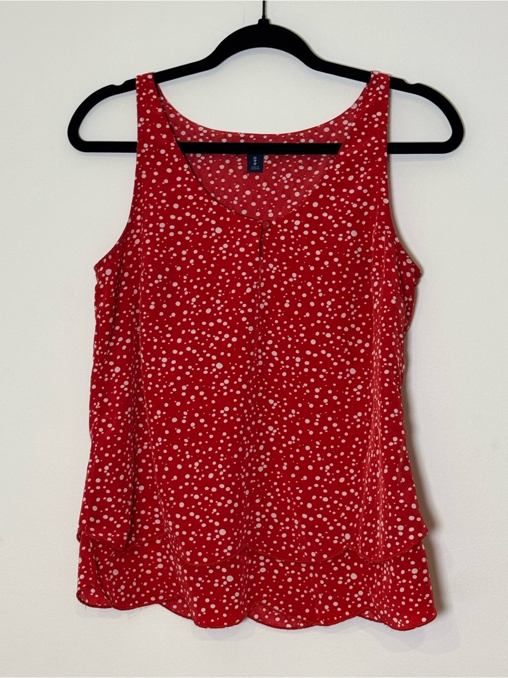 Old Navy Tank Top Red Polka Dot Tires Scalloped Hem Women’s Extra Small
